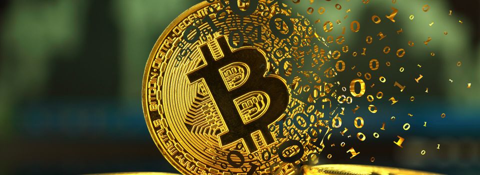 Münze mit Bitcoin